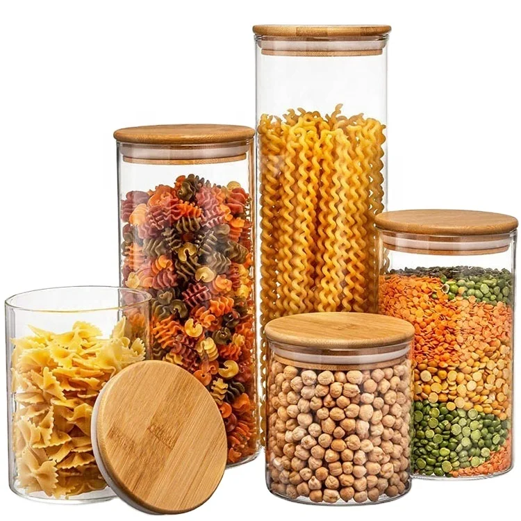 URBAN GREEN Glass Canisters Jar With Airtight Bamboo Lids Urban