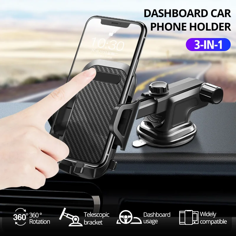 3-in-1 Suction Cup Phone Holder Windshield Dashboard Air Vent Dashboard ...