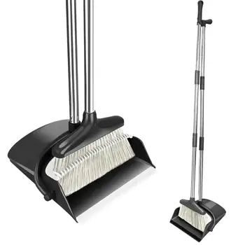 Rubber Wind Proof 2 in 1 Shovel Garbage Household Adjustable Wiper Comb Foldable Folder Floor Broom Set Magic Windproof Upright