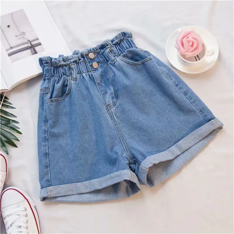 S-5XL Ladies High Waist Shorts Four Button Fashion Summer Casual Female Sexy Skinny Feminino Denim Pants Short Jeans for Women details