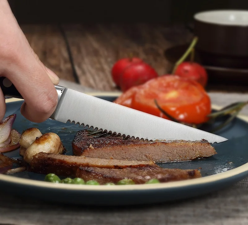 4 件锯齿状洗碗机安全完整唐不锈钢牛排刀集