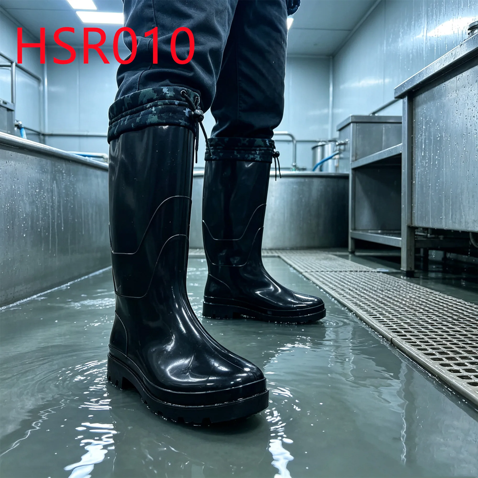 HY,Glossy/matte PVC One-shot Molding Hua Singh Rain Boots in Georgia Rock Bottom Price Garden Boots with Fast Rope Guard HSR010