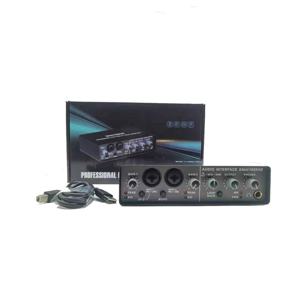 USB Audio Interface Sound Card External Condenser Microphone for Music Recording for PC Computer Studio for Live Performances