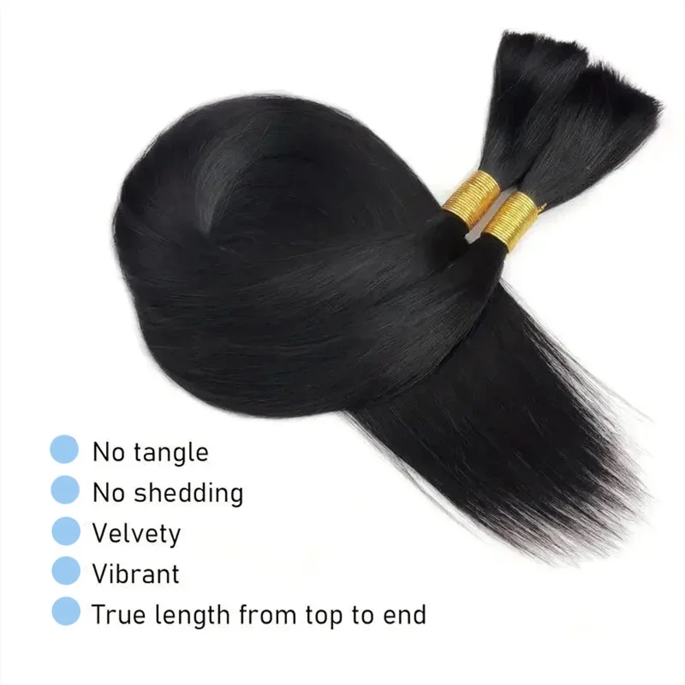 18 Inch Straight Human Braiding Hair Bulk 100% Real Hair No Weft 10A Virgin Extensions for Braids_voghion.com