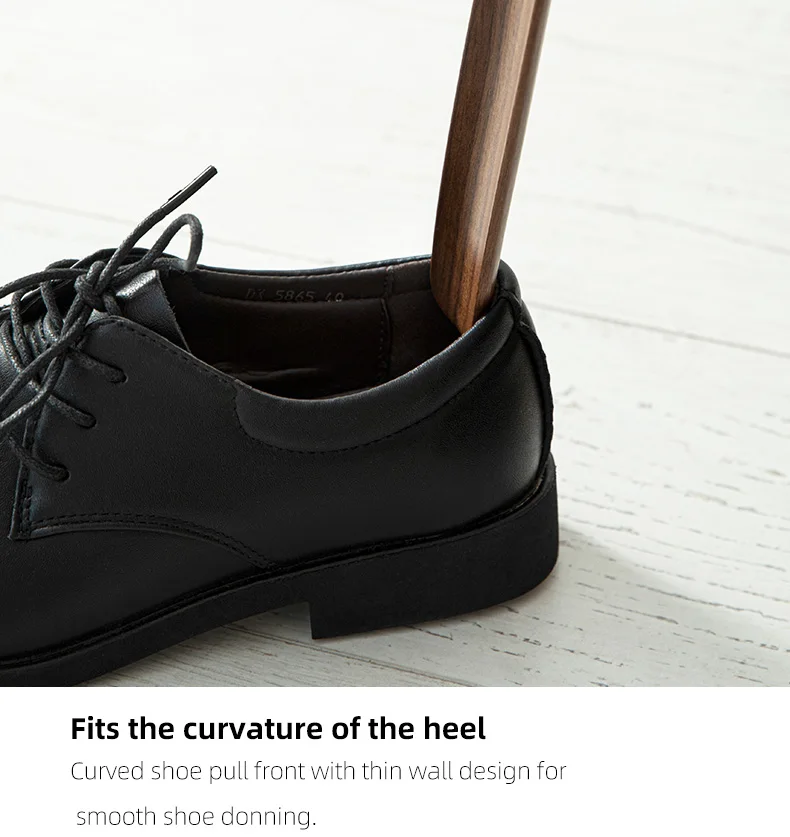 Shimoyama Luxury Wooden Long Handle Walnut Wood Shoehorn Women Kids