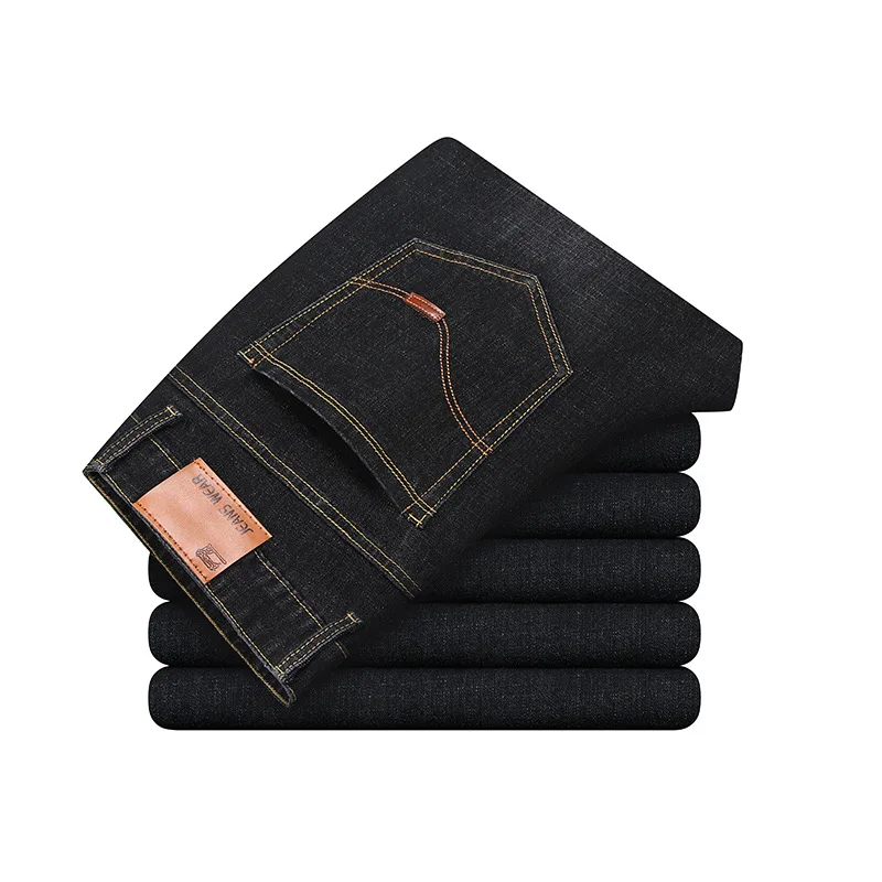 Nouveau pantalon droit slim en denim pour homme avec élastique surdimensionné adapté aux affaires et aux loisirs_voghion.com