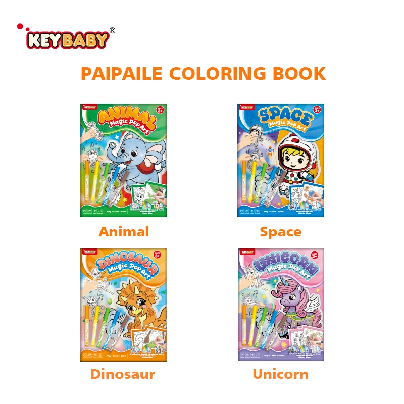 Keybaby Custom 2026 Book Printing Factory Yiwu Creative Own Design Magic Pop Art Paipaile Coloring Books for Store