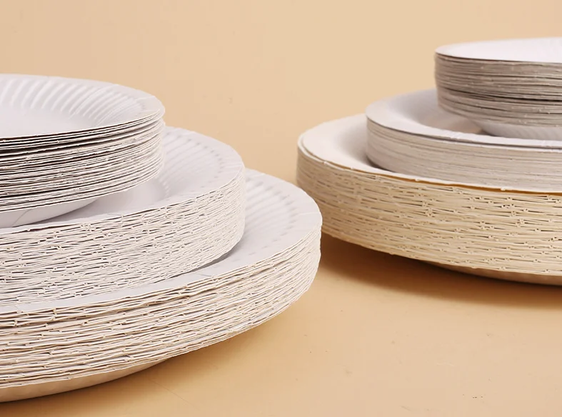 9 Inch White Paper Plates Uncoated Everyday Disposable Paper Plates Small Round Dessert Plates