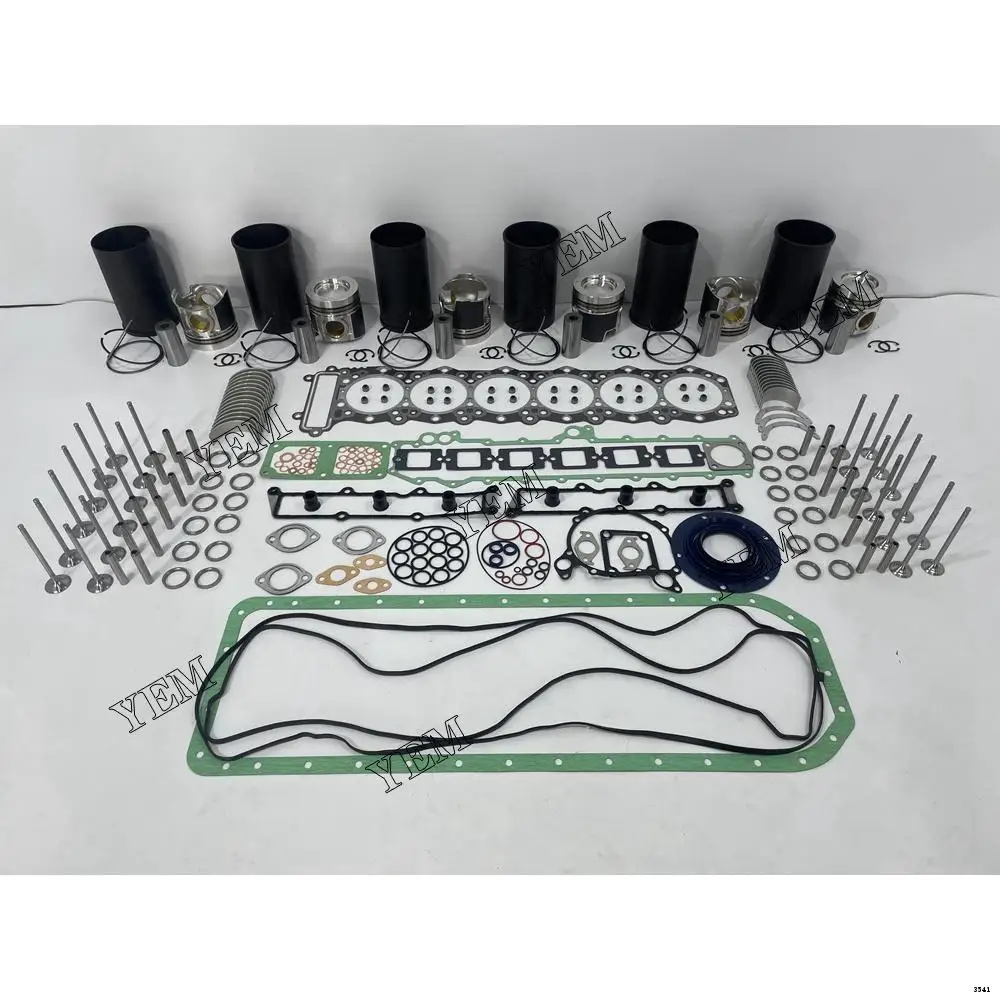 Repair Kit With Piston Rings Liner Bearing Valves Gaskets For Mitsubishi 6M60 Forklift Excavator & Skid Loader Engine
