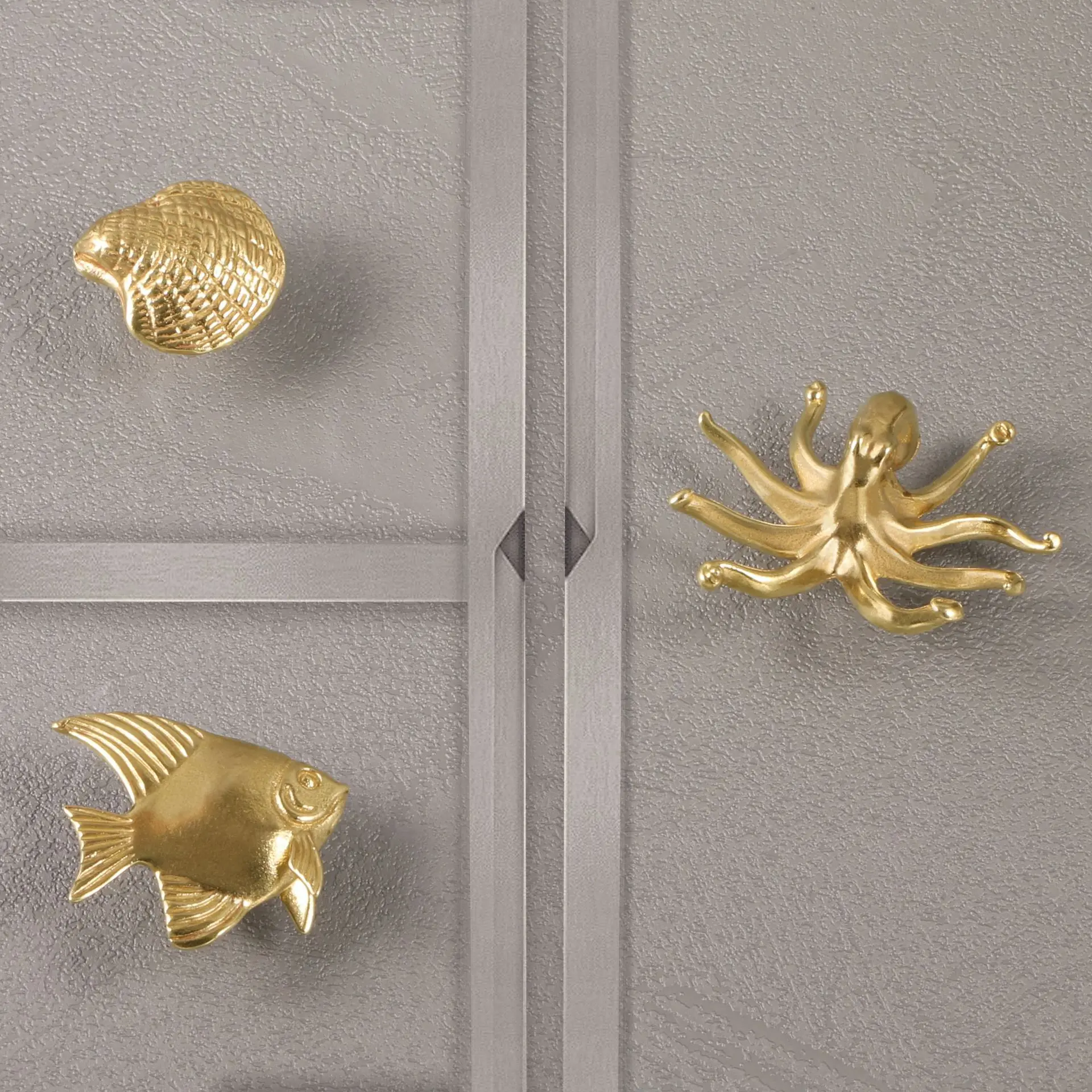 Brass Door Knobs for Metal Crafts Octopus Shell Marine Furniture Handles Cabinet Hardware Furniture Accent Wall Decor
