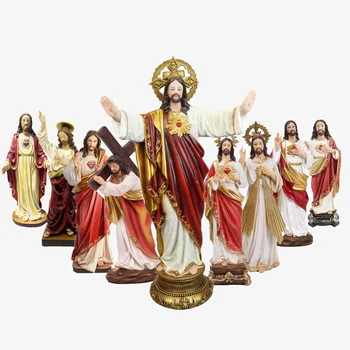 Factory wholesale religious items catholic sacred heart of jesus statues figurine Resin Jesus statue