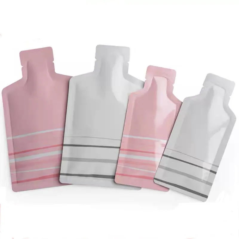 Custom Printed Bottle Shaped Die-cut Pouch for Shampoo and Conditioner Matte Finish Cosmetic Sachet for Skincare Samples