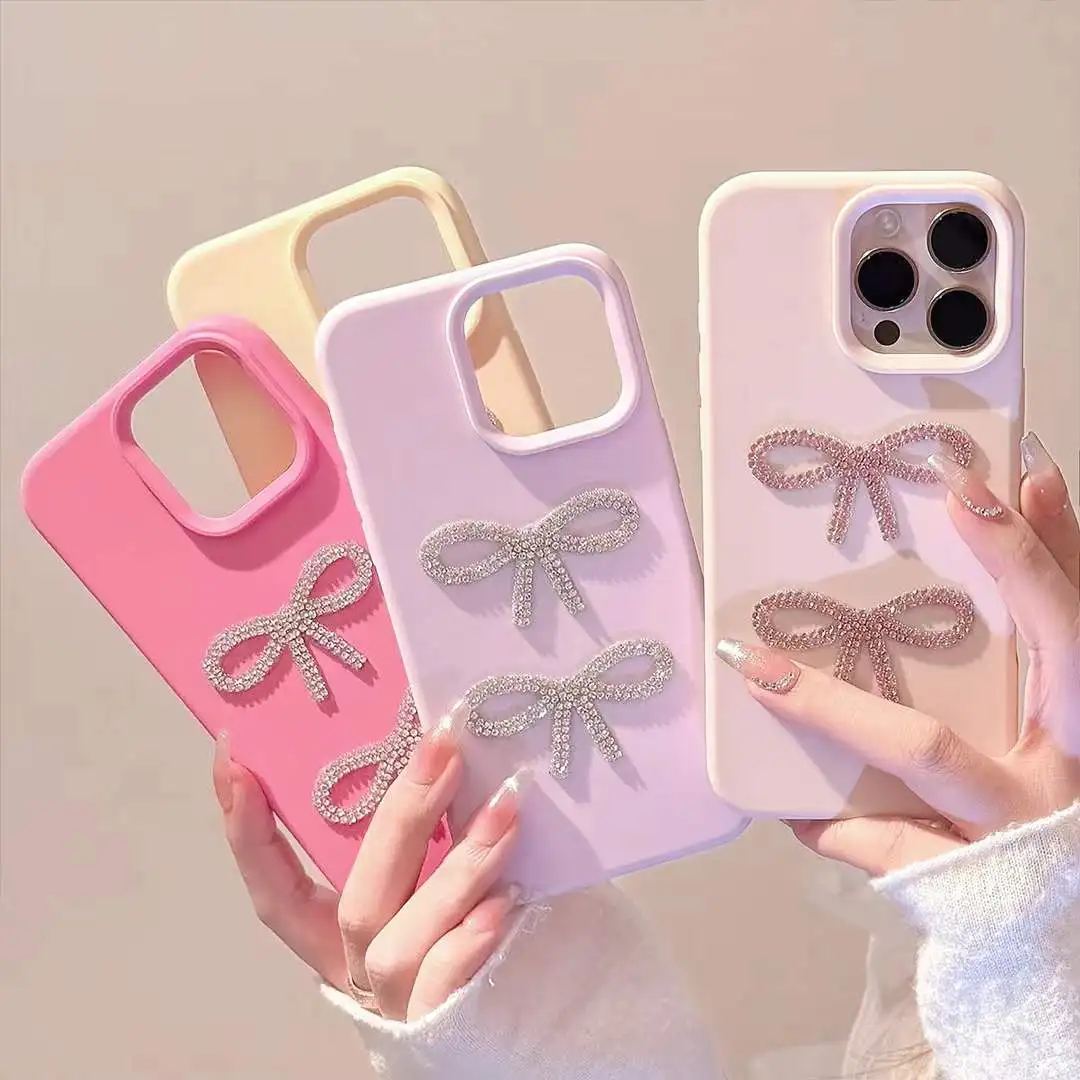Summer Cute Design 3D Diamond Bow Phone Case for iPhone 16 Pro Max Phone  Accessories for iphone 16E 11 12 13 Xr