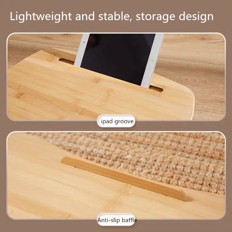 Поднос для ноутбука портативный из бамбука столик кровати дивана с мягкой подушкой учебы и работы