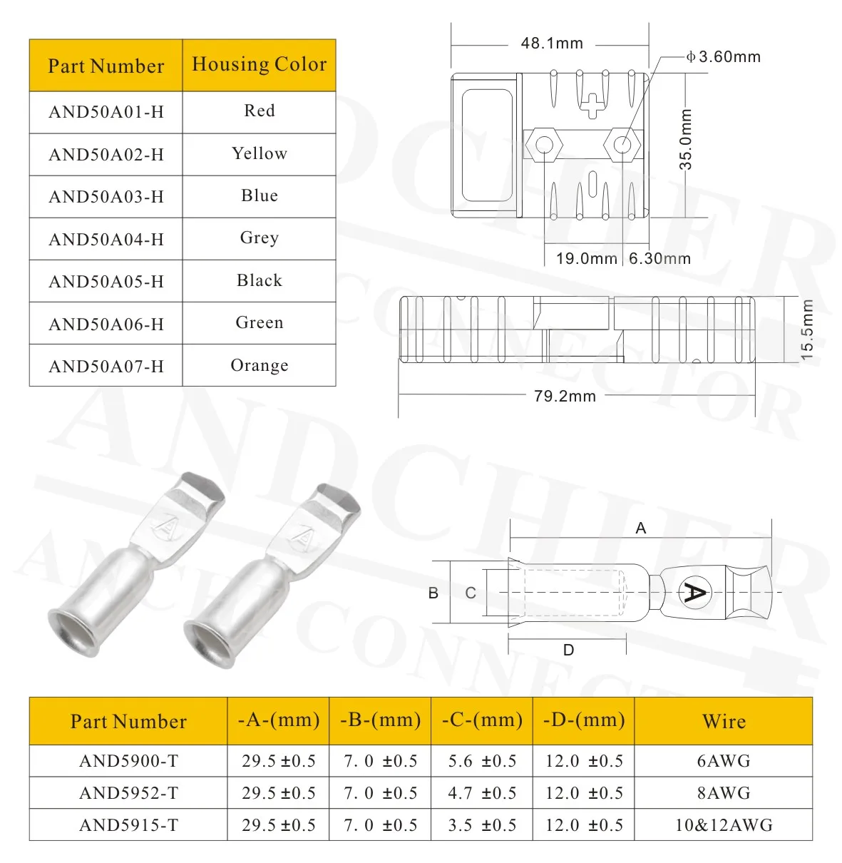 Battery Connector Plug 40a/50a/120a/175a/350a Electric Forklift Battery