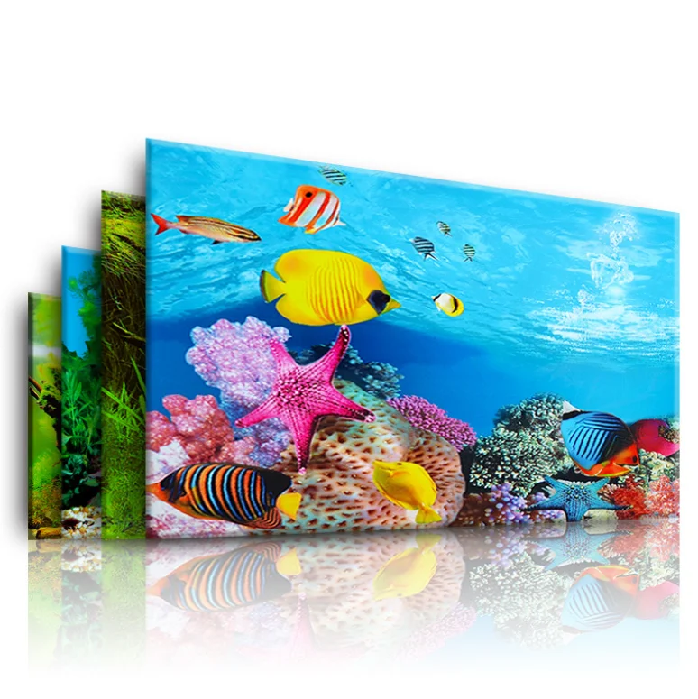 Dark Blue Reef and Water Surface Background — Aquarium Vinyl