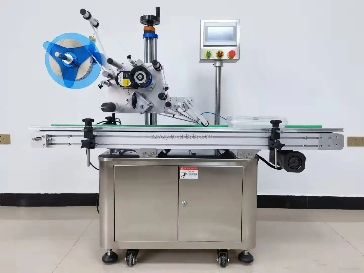 Labeler Machine Clicker Automatic 2 Sides Sticker Label Application Labeller Auto Flat Front ...