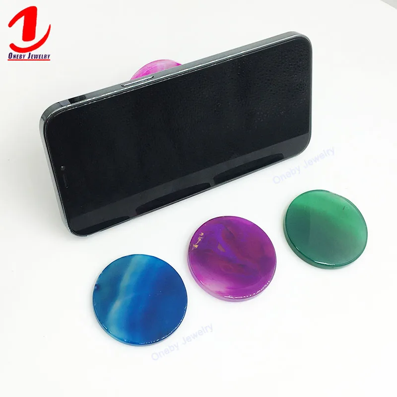 Round Agate Slice Cute Collapsible Wholesale Cell Phone Holder Finger