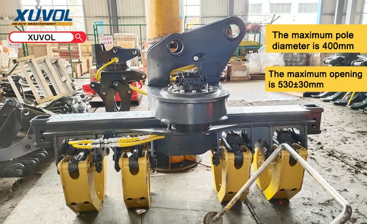 Factory Built Excavator Pole Grab Extendable Telescopic Clamps New Condition Core Motor Pump Engine Gear Pole Setter Grapple
