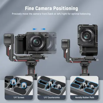 NEEWER Arca Type Quick Release Plate Compatible with RS2 RSC2 RS3 PRO Gimbal Stabilizer, Dual Anti Drop Camera Mounting detail image
