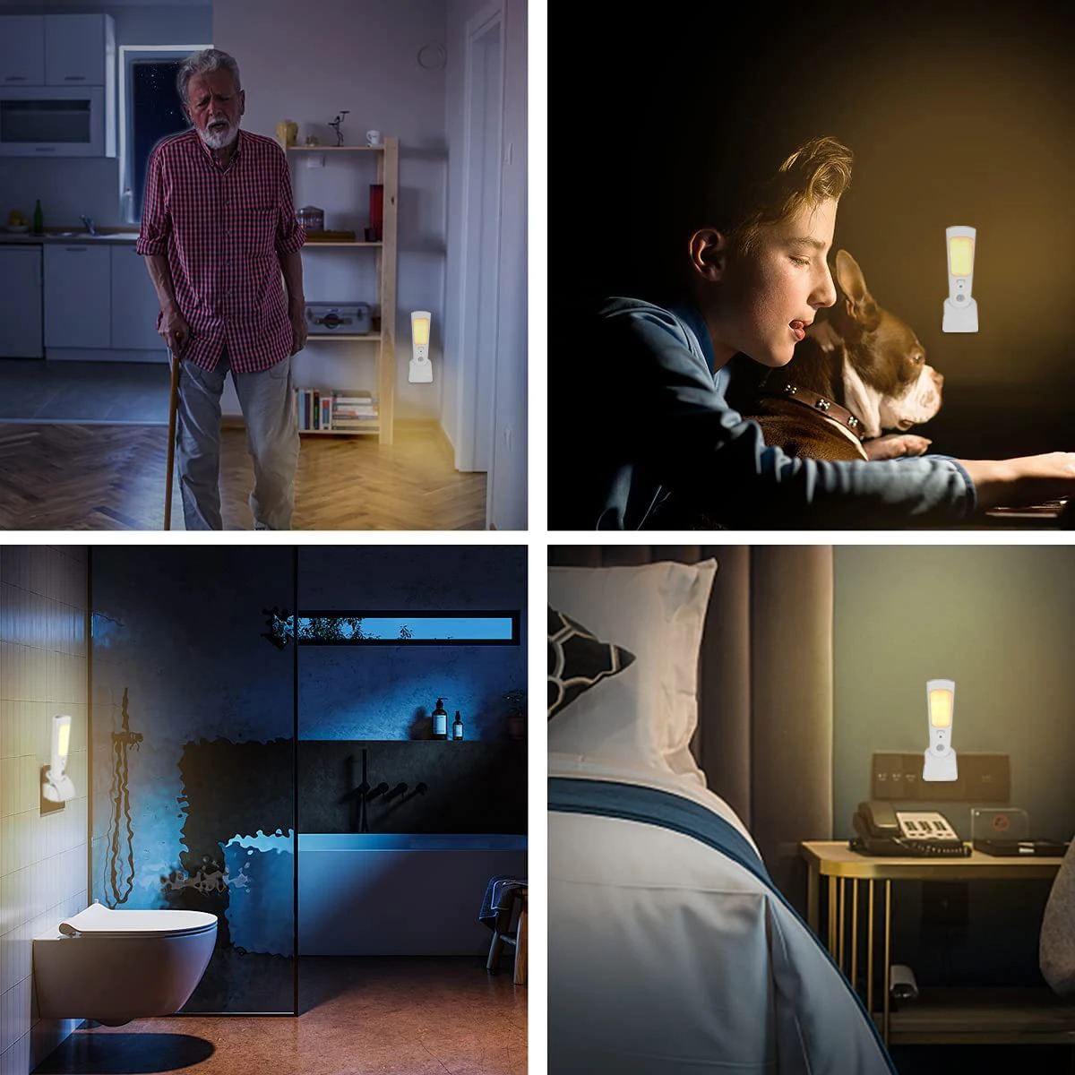 Flashlight Motion Sensor Night Lights Plug-in  Induction Human BodyWireless Night Lamps LED Night Light with Warm White