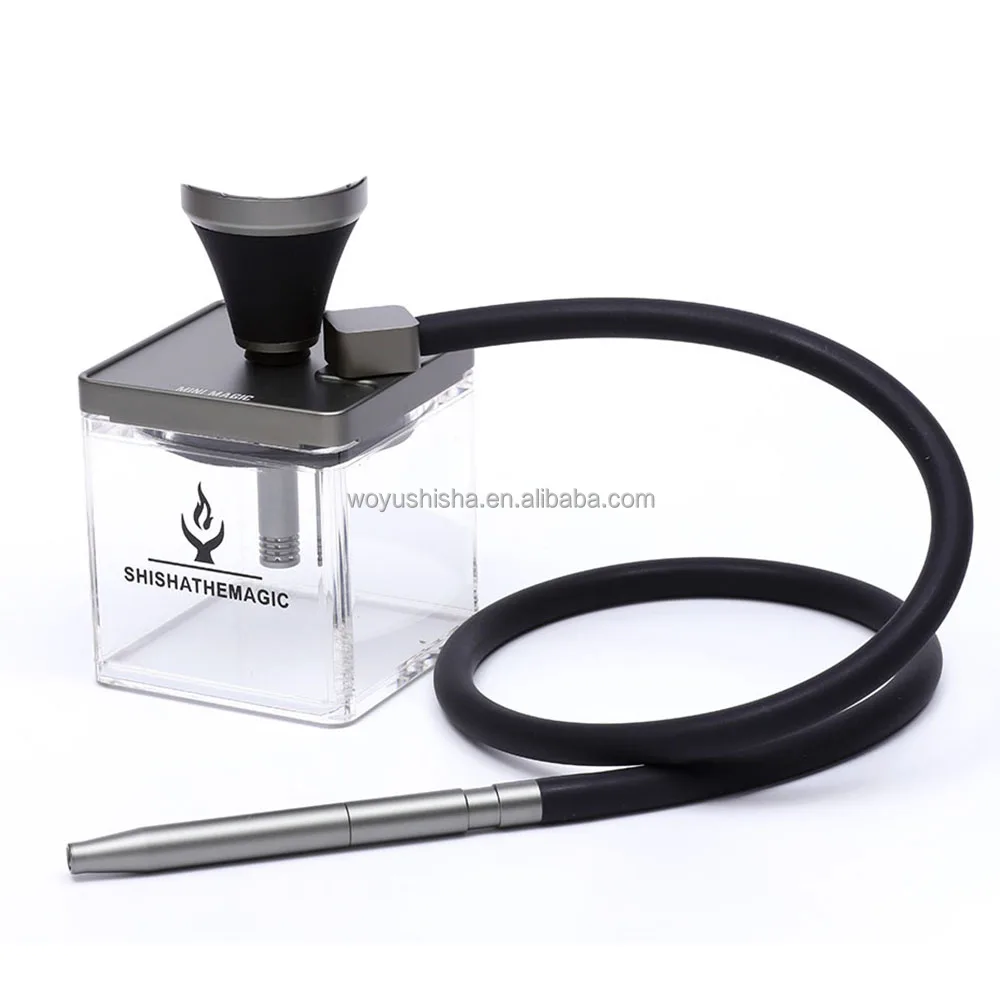 Square Sheesha Box Aluminum Acrylic Premium Shisha Hookah With Charcoal