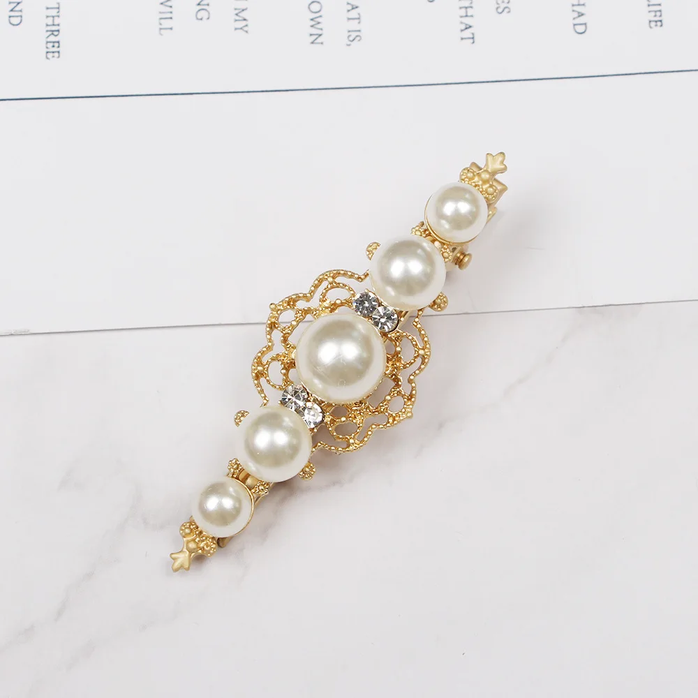 Классические винтажные ажурные зажимы типа крокодил с жемчугом женские золотые металлические перьями и ракушками для резьбы заколки волос девочек