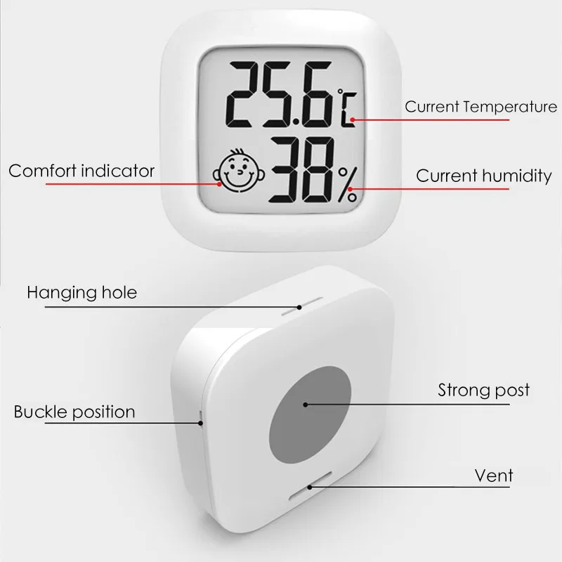 1pc Mini LED Digital Thermometer, Hygrometer, Indoor Temperature Humidity  Meter Sensor Gauge