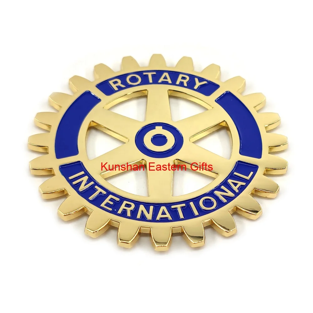 Металлическая Эмблема для вращающегося клуба 3 дюйма Золотая вращающаяся автомобиля полированная