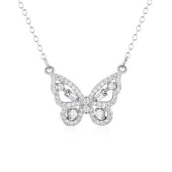 High Quality Women Fashion Zircons S925 Jewelry 925 Sterling Silver butterfly Necklace