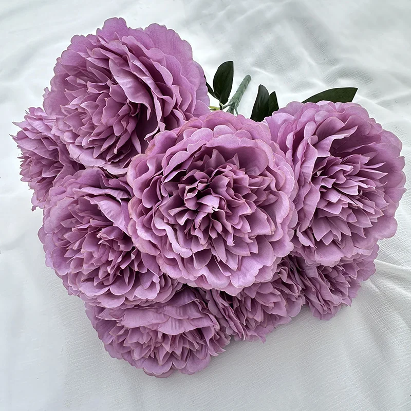 product meiyang 9 heads peony artificial silk peony flower arrangement for home interior decoration high quality  graduation-60