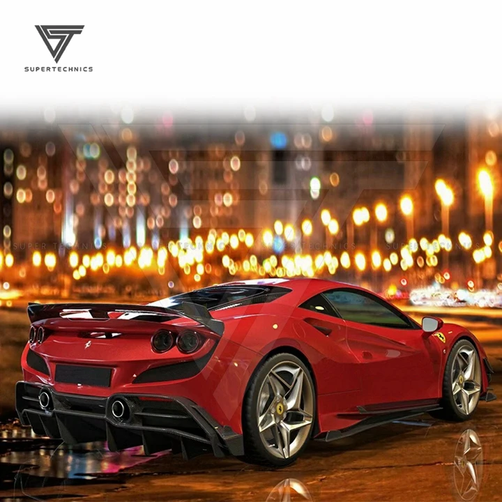 PT Style Carbon Fiber Rear Diffuser for Ferrari F8