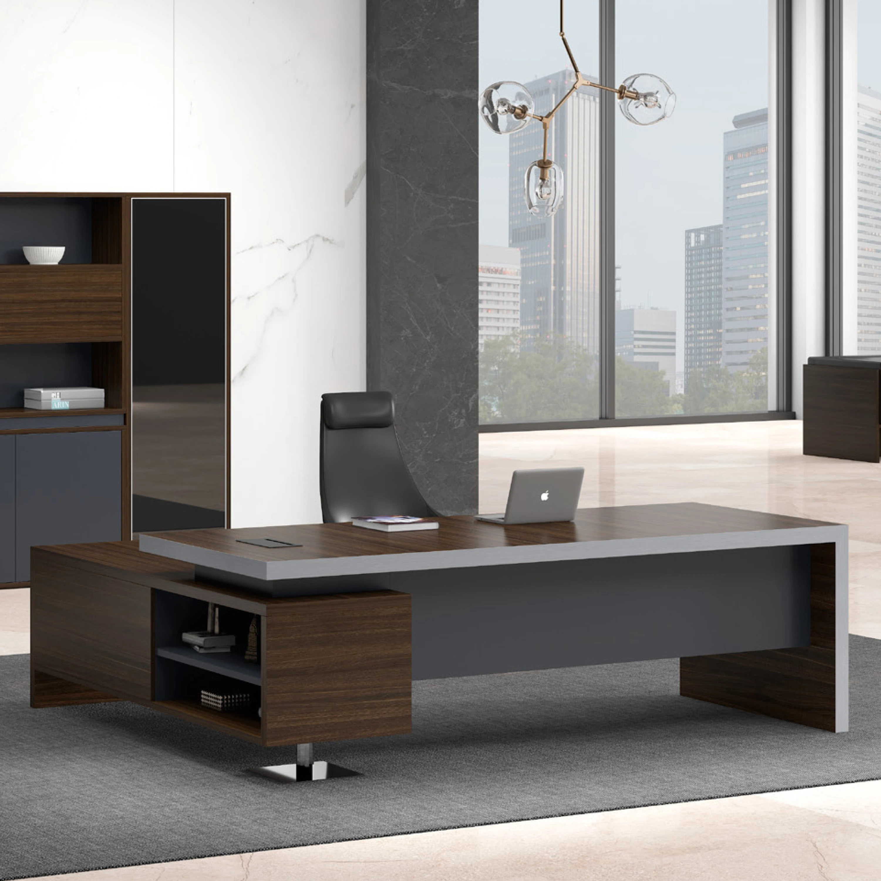 现代l形经理 ceo 办公室办公桌