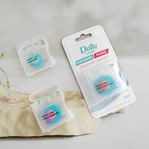 Daily Care New Design JSC022 Coconut Oil Added Polyester Dental Floss Micro-waxed 1260D Soft Fluffy Interdental Floss 30m