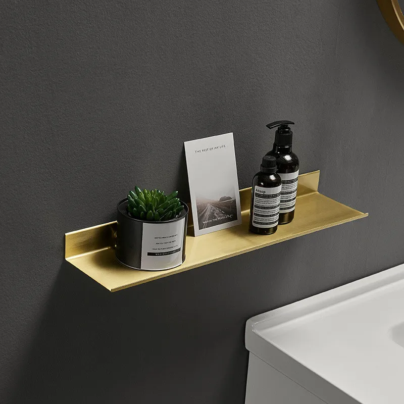 brushed gold shower shampoo storage shelf