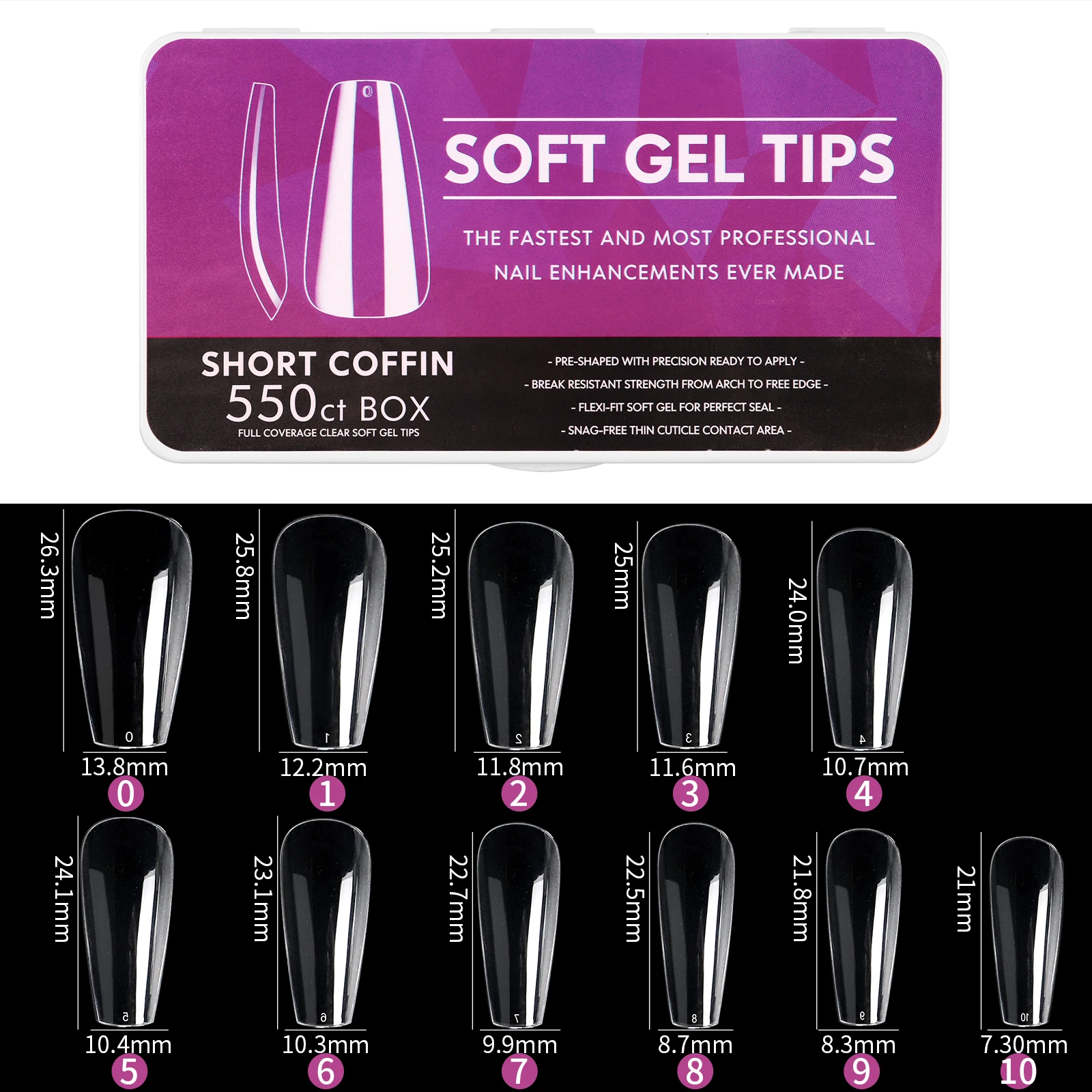 22 Shapes 550pcs 440pcs Box Full Half Cover Soft Fake Nail Tips Non C