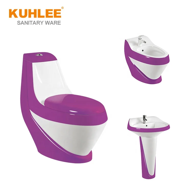 Популярный Уникальный дизайн красочные полные санитарные принадлежности для ванной комнаты серии туалета зеленого Красного черного цвета