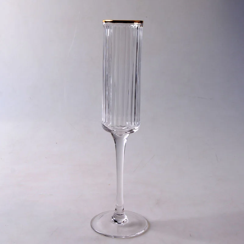 Gold Edge clear Ripple champagne Wine Glass