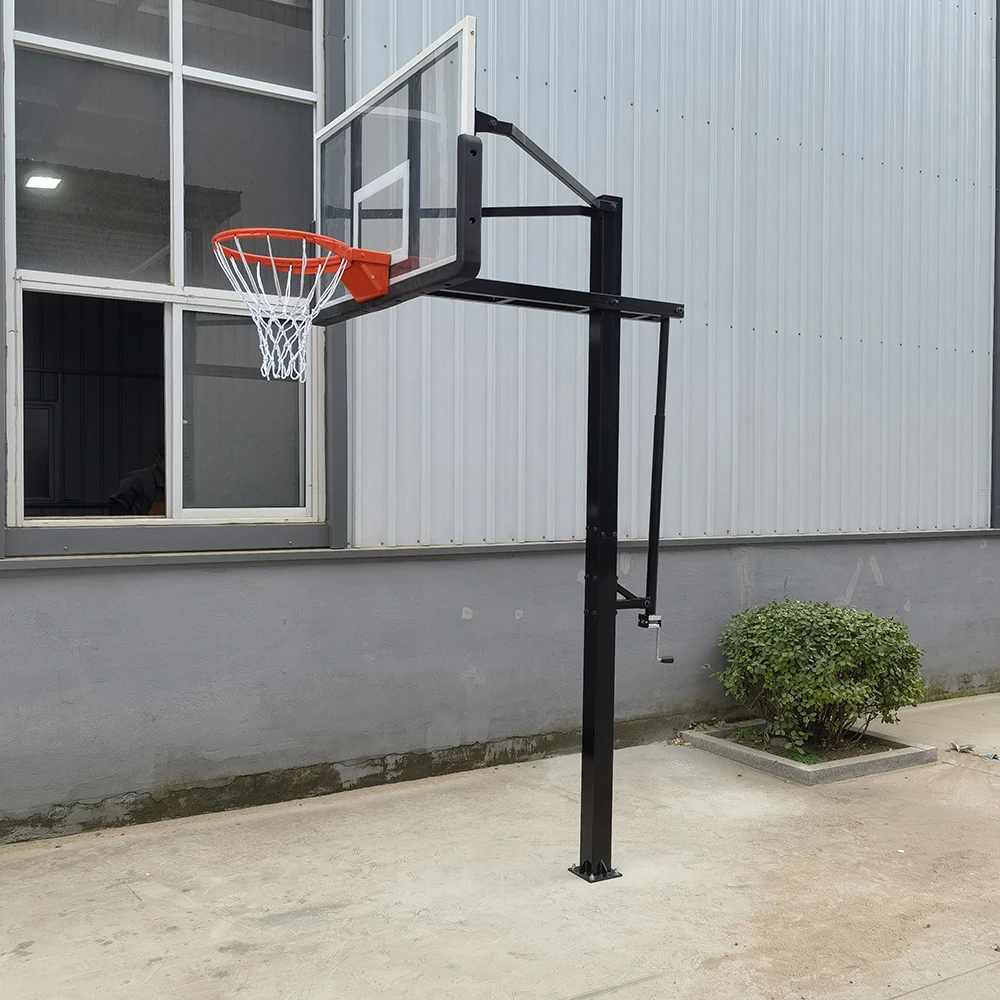 Inground Height Adjustable Basketball Hoop With Toughened Glass