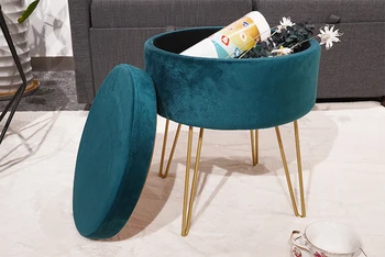 Custom Home Furniture French Storage Chair Dressing Stool Cube Foot Stool With Metal Legs and Coffee Table