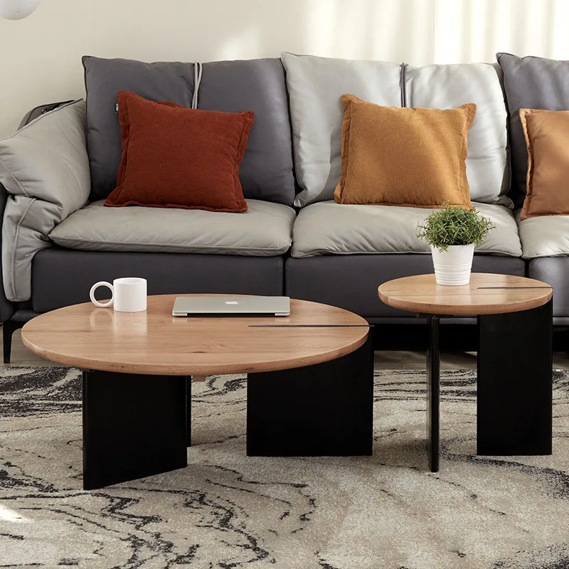 Modern Living Room Furniture Natural Color Durable Round Table Top Wood