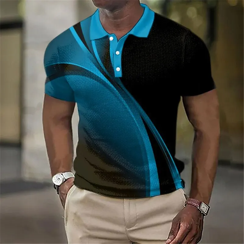 Hot Sell Men's Polo Shirt 3d Colorful Smoke Print High-quality Men ...