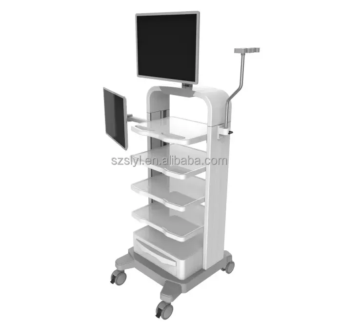 Simple Height Adjustable Mobile Medical Laptop Cart for Dental Clinic Hospital Trolley