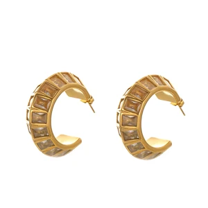 C-shaped Wholesale Earrings Waterproof Stainless Steel Jewelry Luxury Earings Women Fashion Dangle Earrings