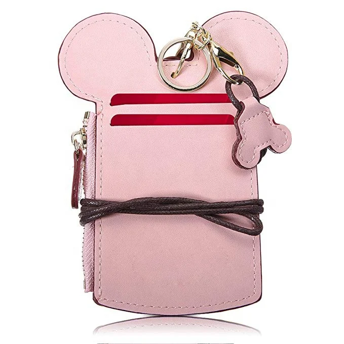Femmes Cute Animal forme porte-carte portefeuille sac à main Cou Portefeuille Lanyard Coin sac 