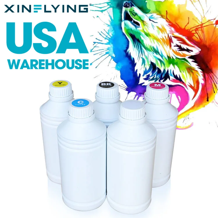 High Colorfastness DTF Printer Ink 1000ML Liters CMYK+W 5 Colors Mulit Colors DTF Ink for XP600/I3200/4720