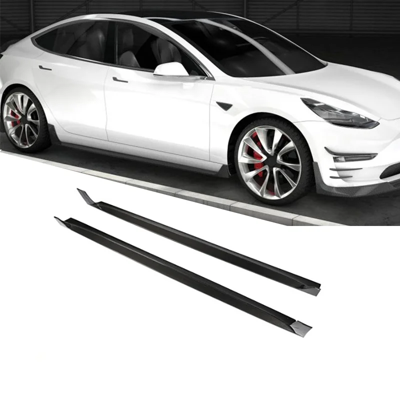 Real Carbon Fiber Car Body Side Skirts For Tesla Model 3