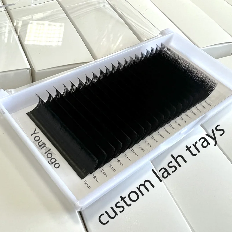 Anrolash Lash Tray Eyelash Extension Soft Volume Eyelash Trays Wholesale Private Label Matte Black Velvet Individual Lashes