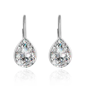 POLIVA Women's 925 Sterling Silver Leverback Dangle Earrings White Water Drops Style Cute Charm Design Featuring Zircon for