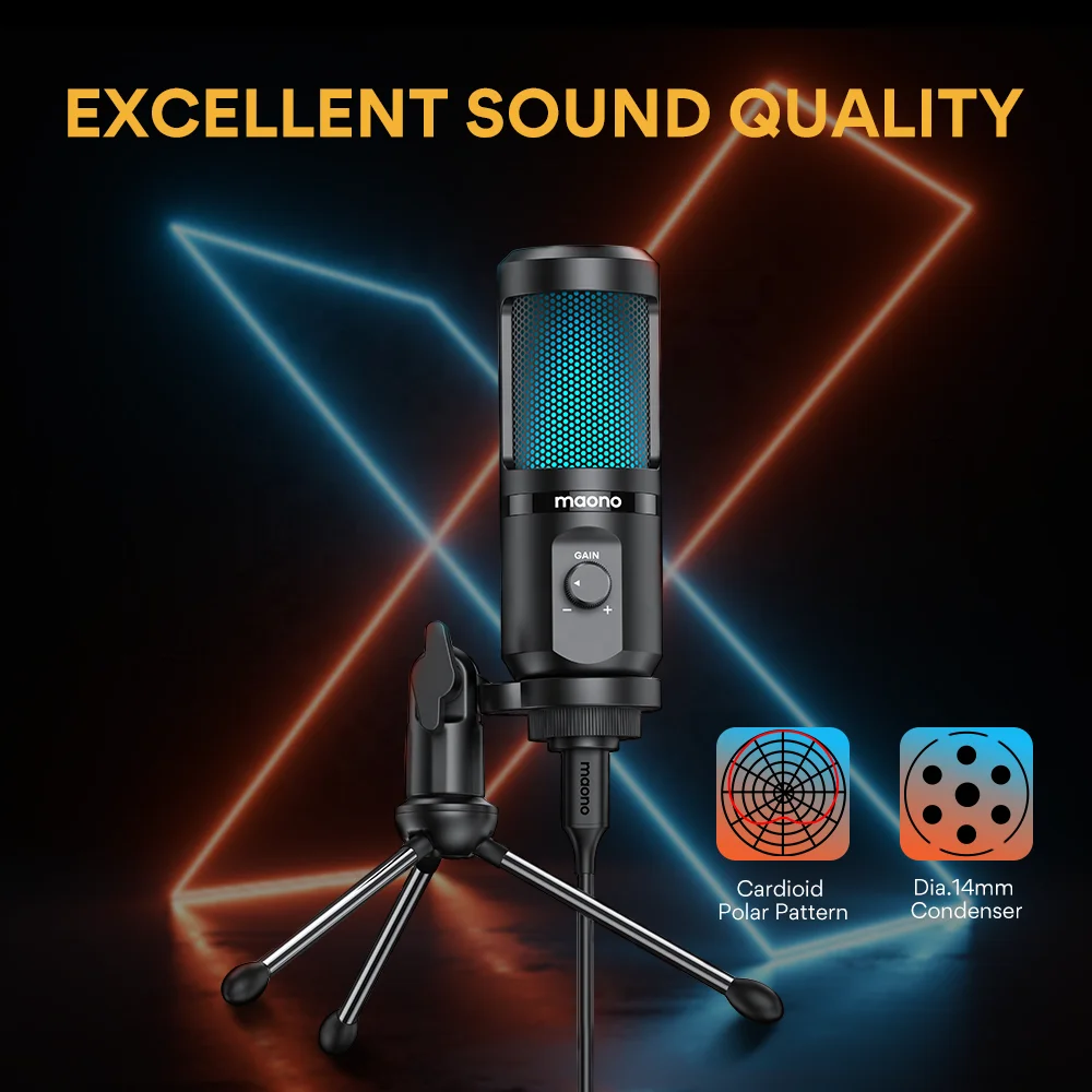 MAONO 7 RGBライトモード搭載 ゲーミングマイク デスクトップマイク